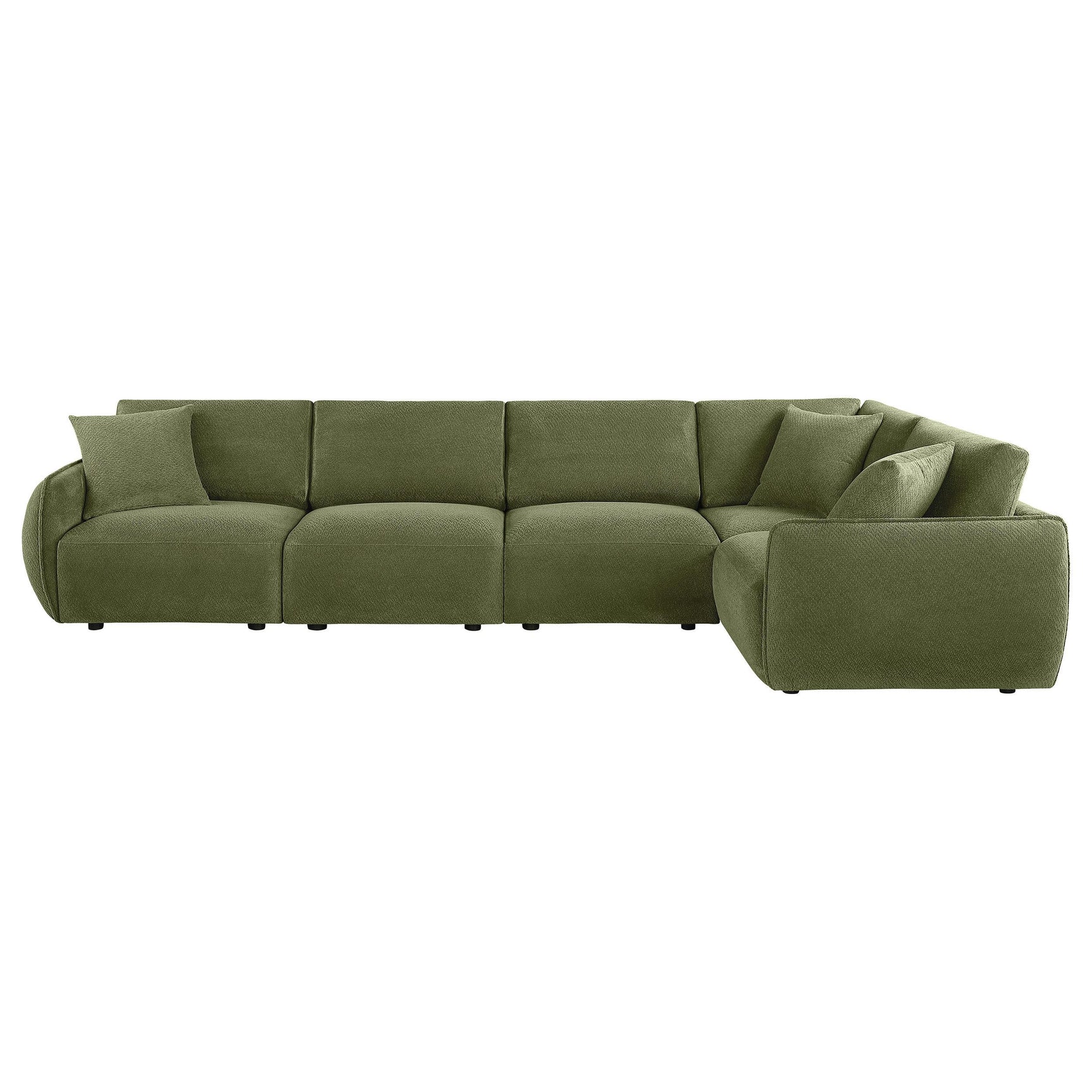 Side angle of Elysia green chenille sectional