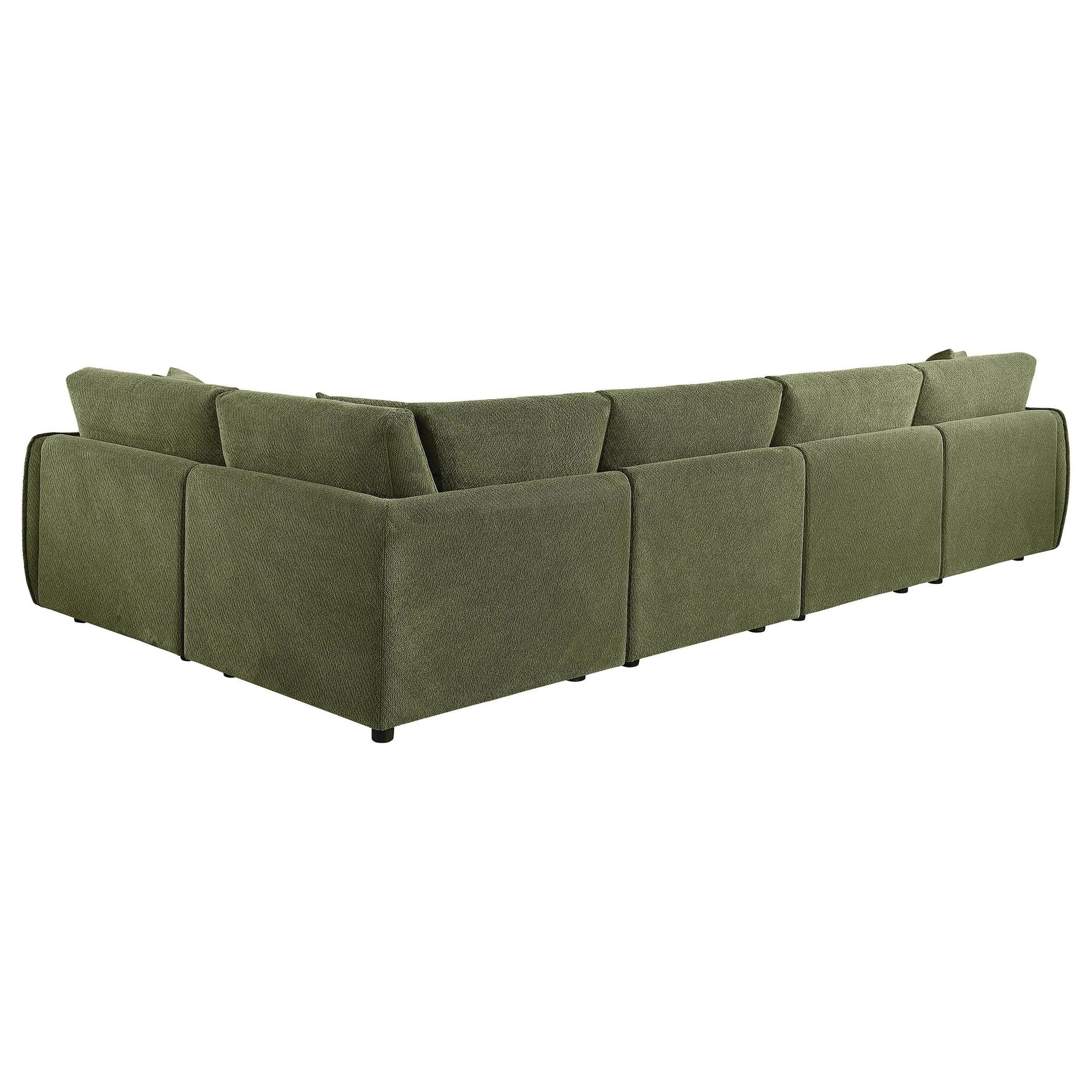 Detail of sectional sofa arm and cushions