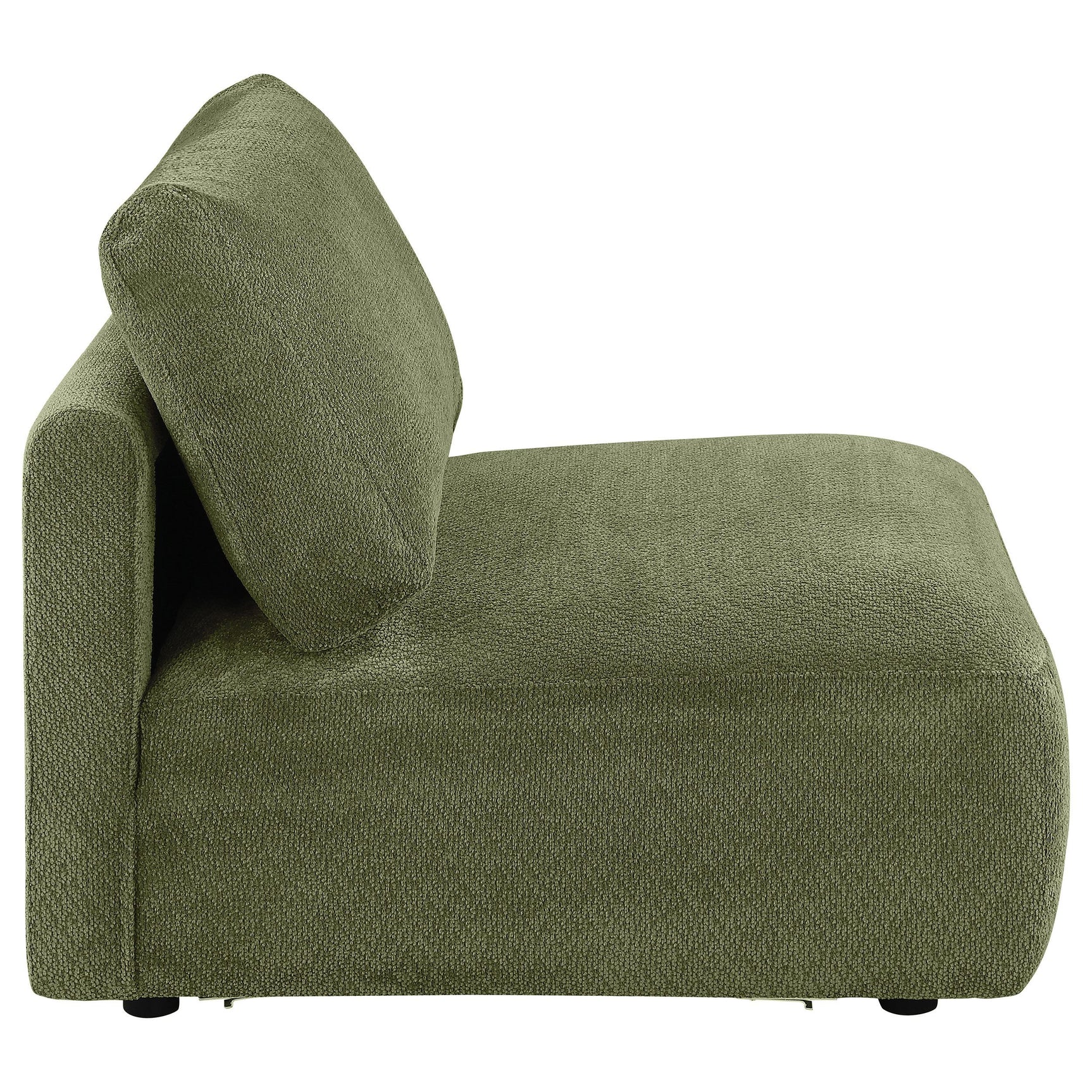 Modular chair side profile in green chenille