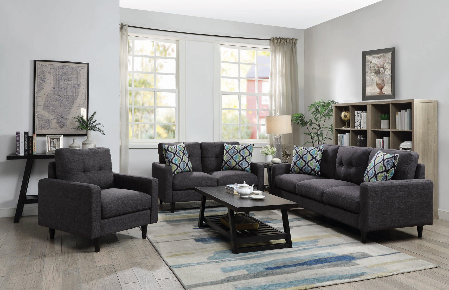 Watsonville Tufted Back Loveseat Grey - Ella Furniture