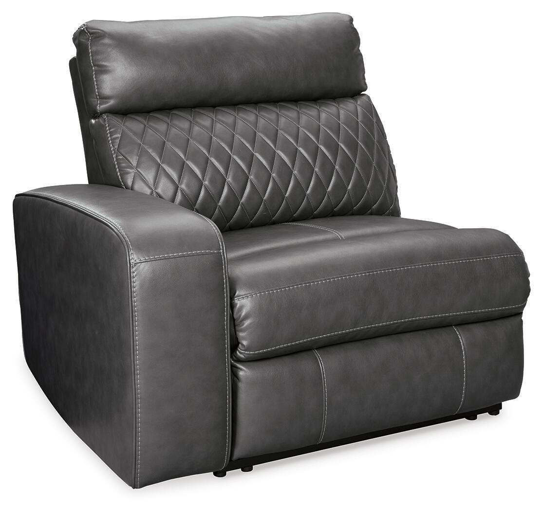 Samperstone Gray Faux Leather 2-Piece Power Reclining Sectional Loveseat - image 2