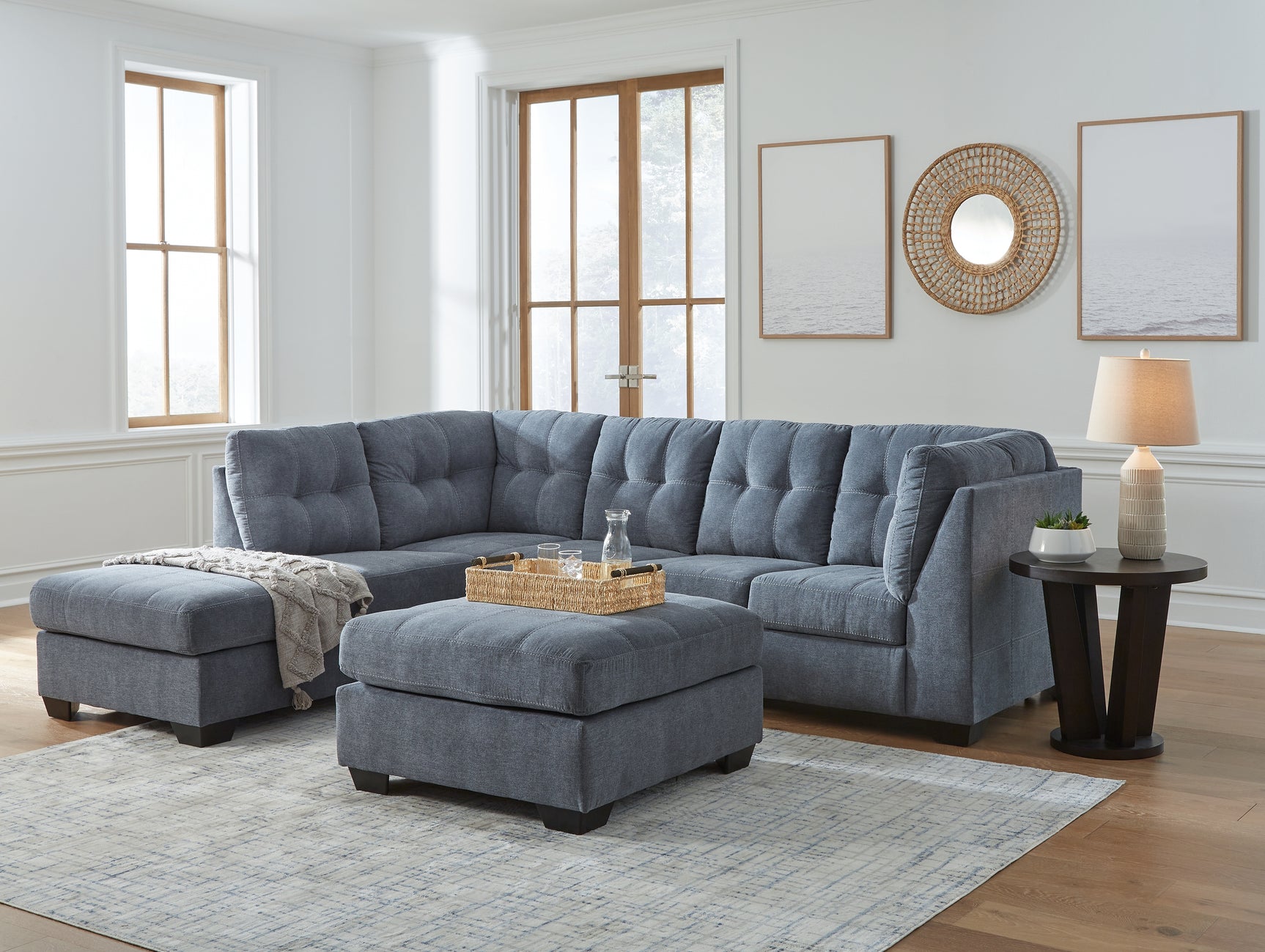 close-up detail of sectional sofa stitching