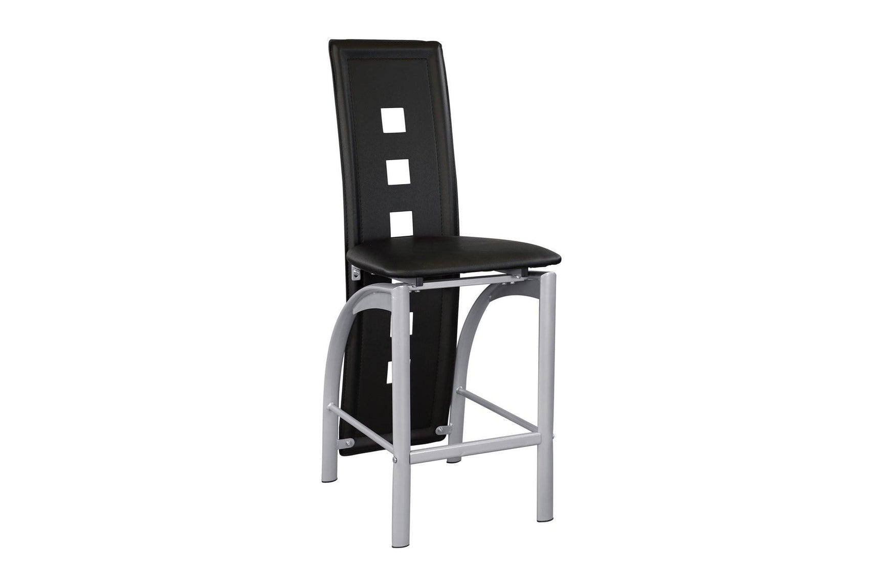 Overall main view of Sona black faux leather upholstered square glass top counter height dining set