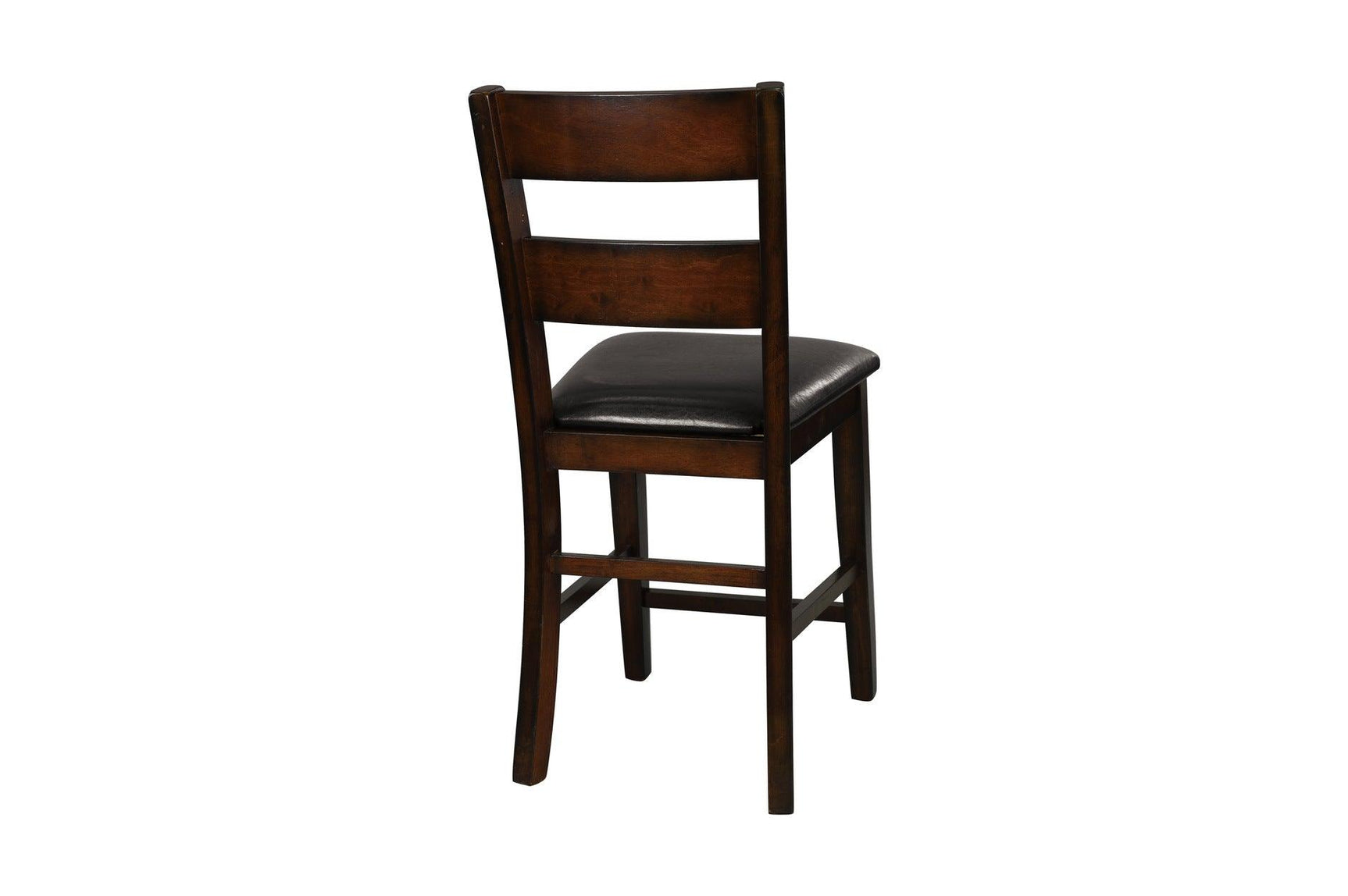 Mantello dining room set with rectangular solid wood table and dark brown faux leather seats