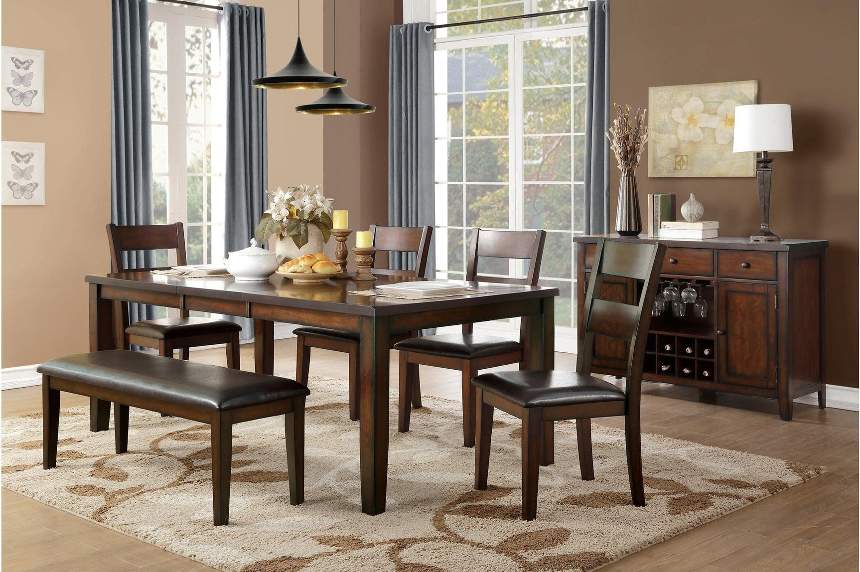 Mantello dining set main view with table and chairs