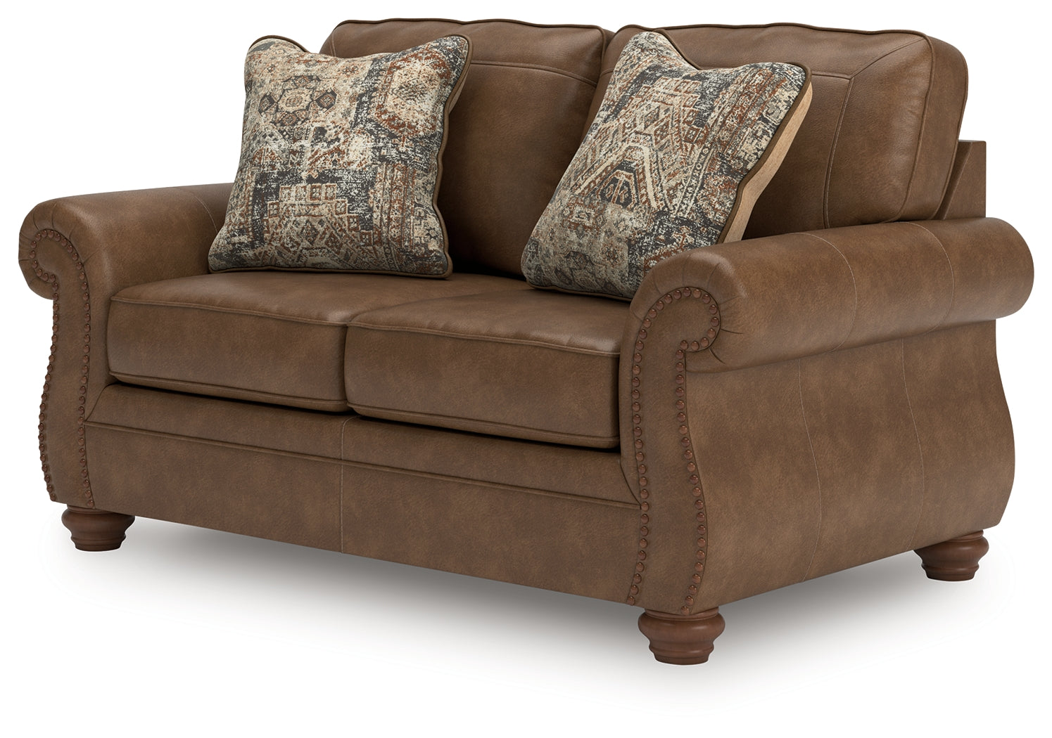 Alternate angle of loveseat showing clean lines and frame