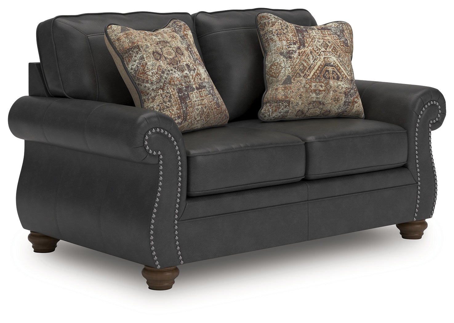 Chasemore Granite Faux Leather Loveseat angled front side view