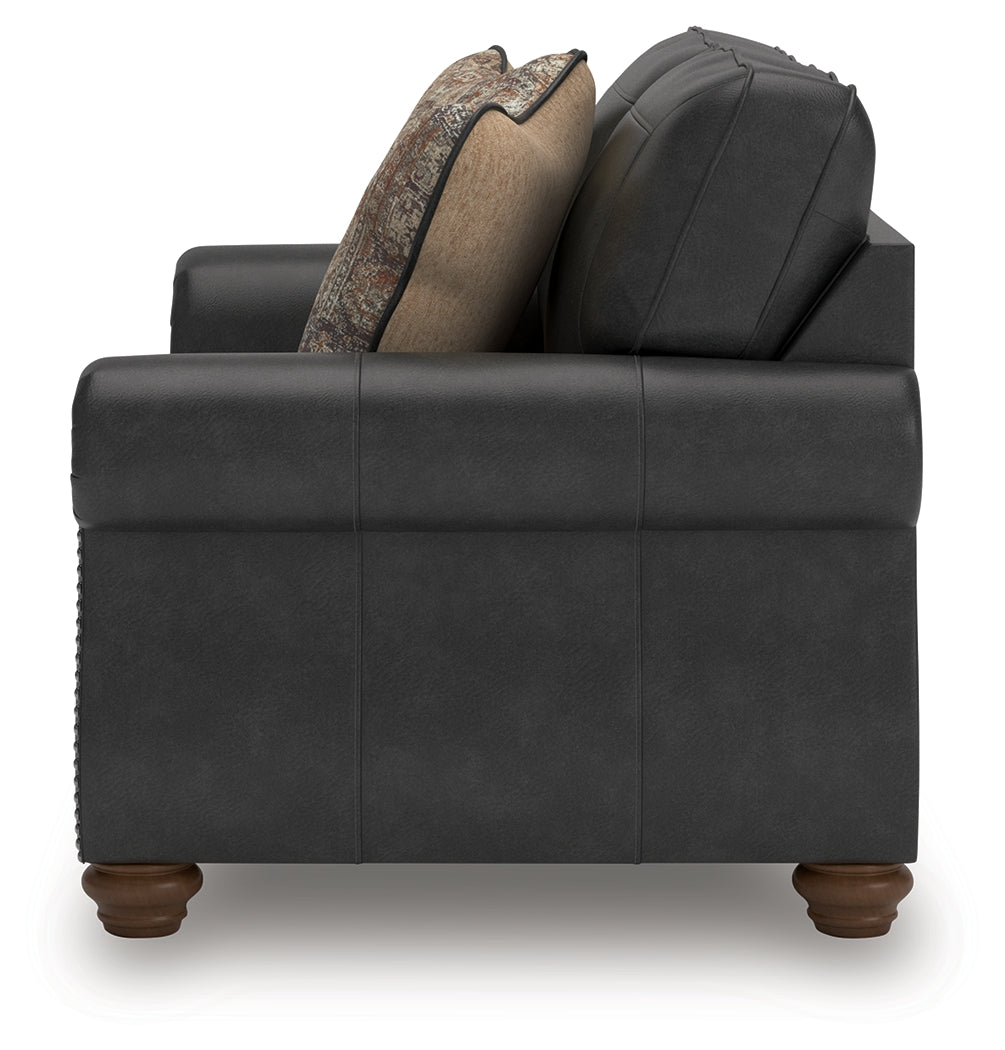 Chasemore Granite Faux Leather Loveseat alternate side angle view