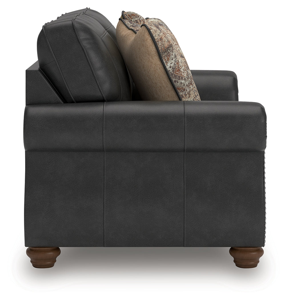 Chasemore Granite Faux Leather Loveseat side view