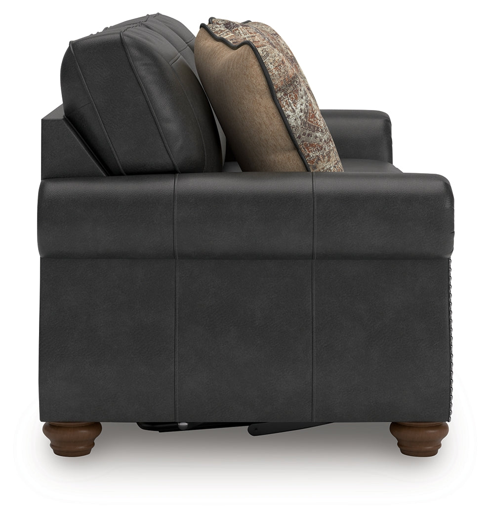 Chasemore Granite faux leather queen sofa sleeper side view