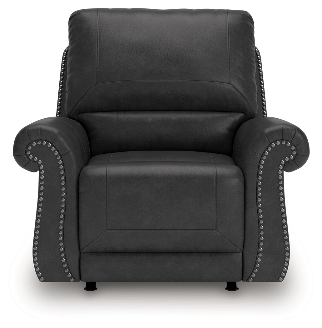 Chasemore Granite Faux Leather Swivel Glider Recliner front head-on view