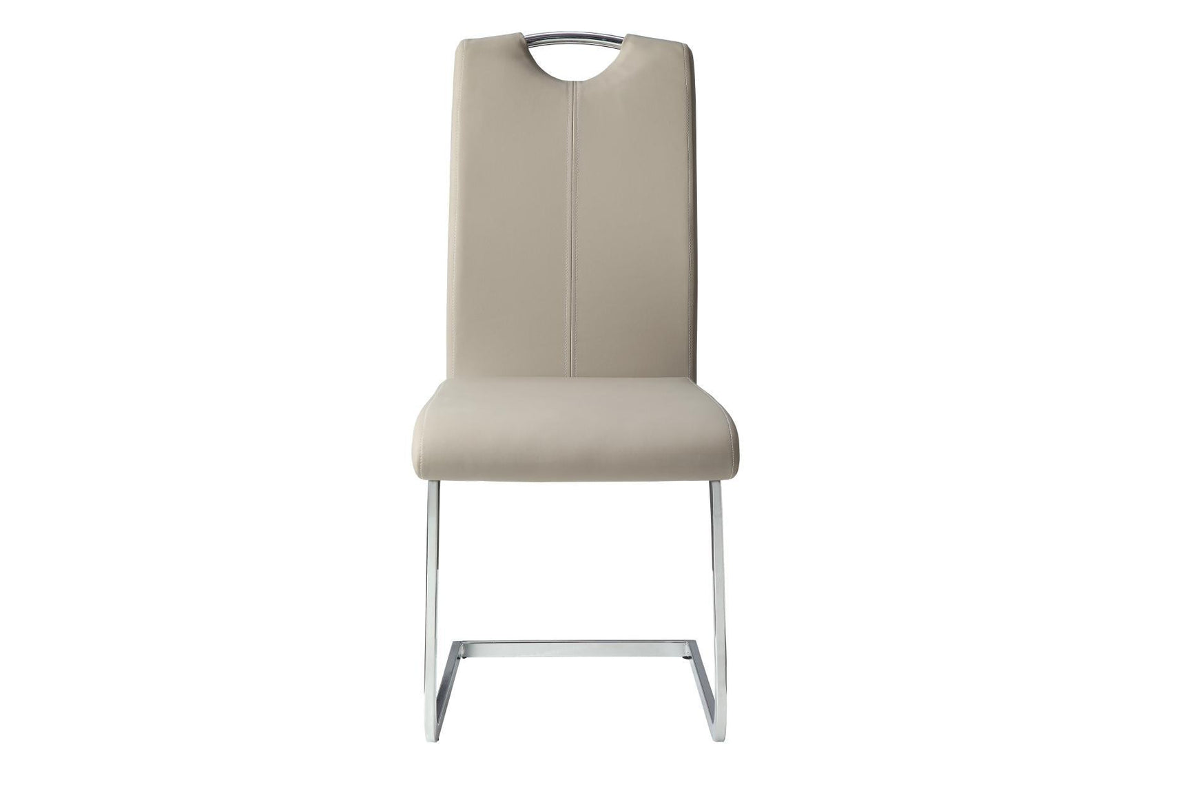 front room view of Glissand 4-chair set with taupe leather upholstery
