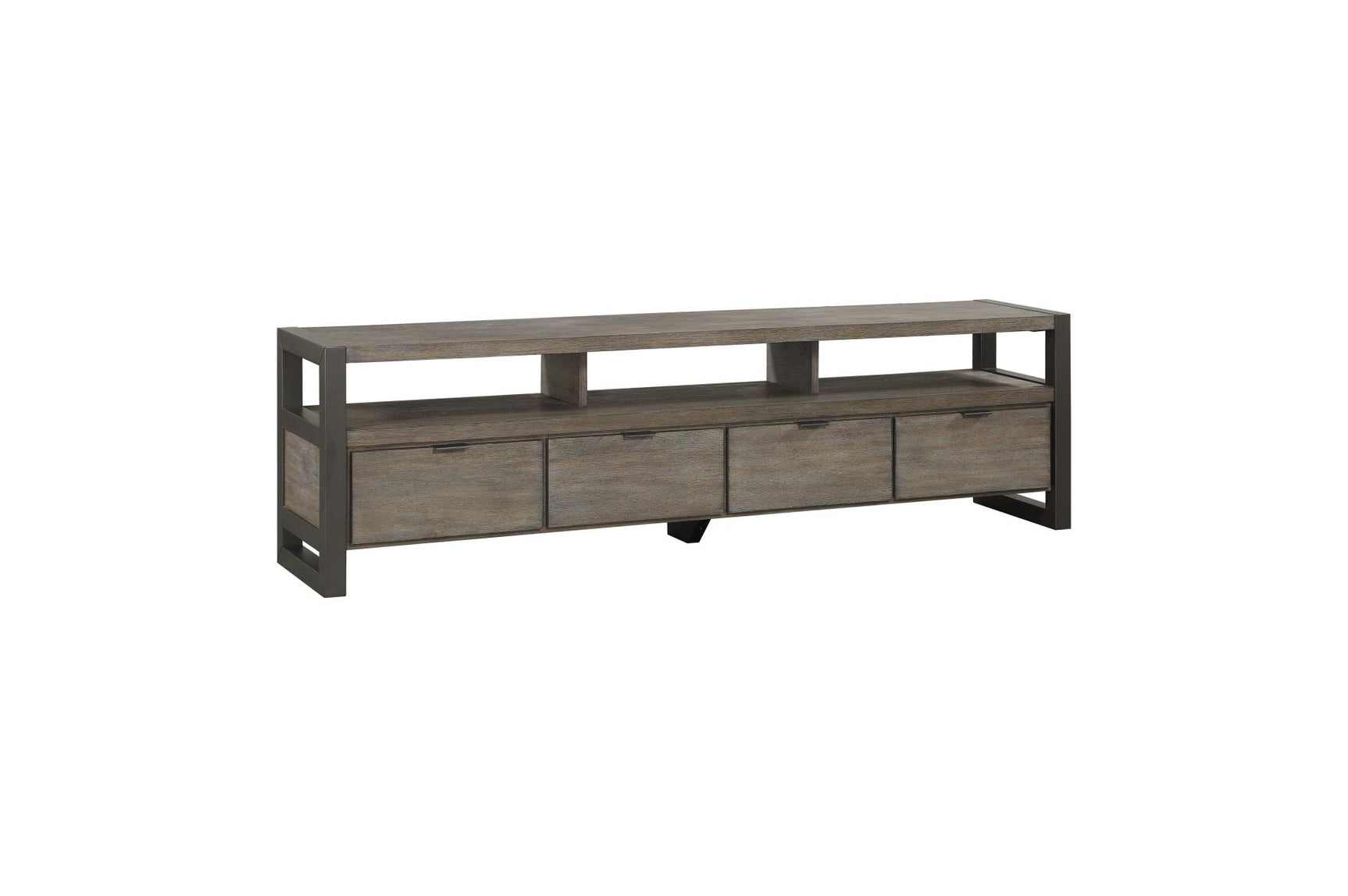 Prudhoe Gray Media Console TV Stand drawer hardware detail
