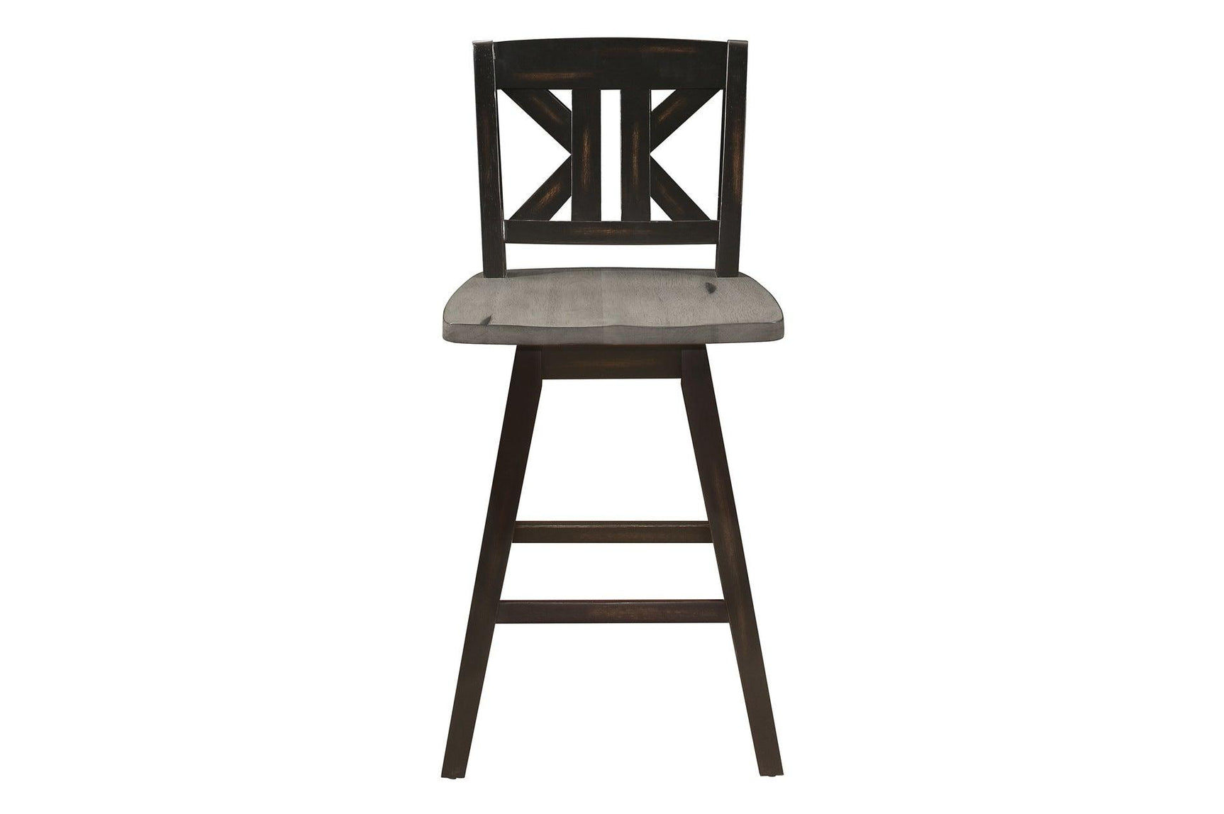 Front view of Amsonia Gray dining set with six swivel chairs