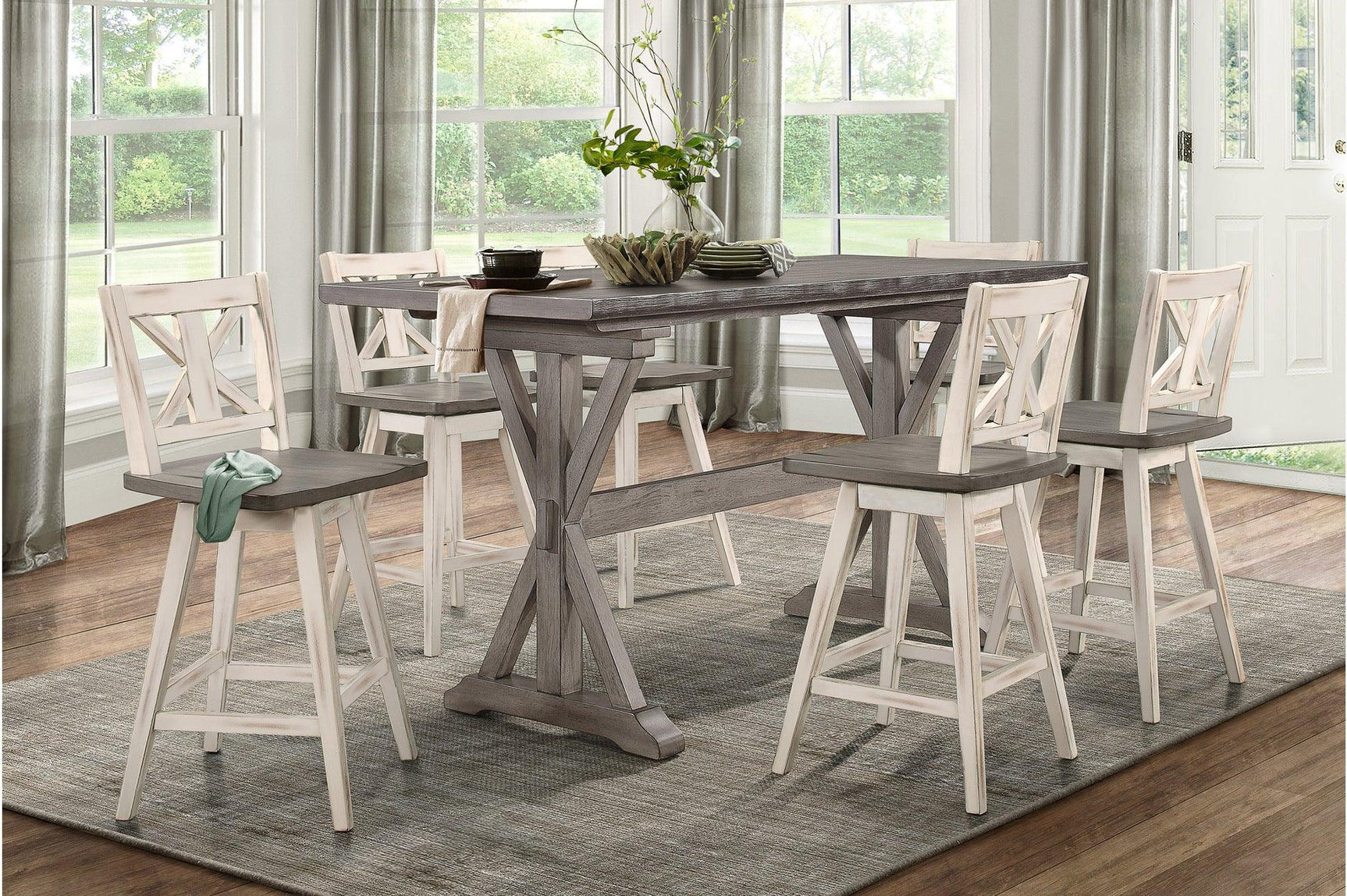 main view of Amsonia White Sand Rectangular Counter Height Set furniture