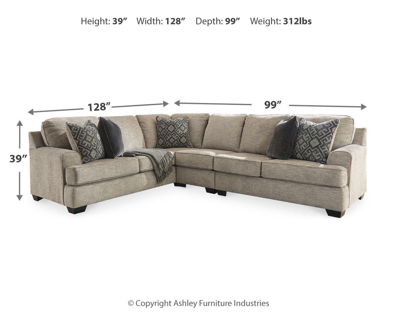 Bovarian Stone 3-Piece Sectional with Ottoman - image 7