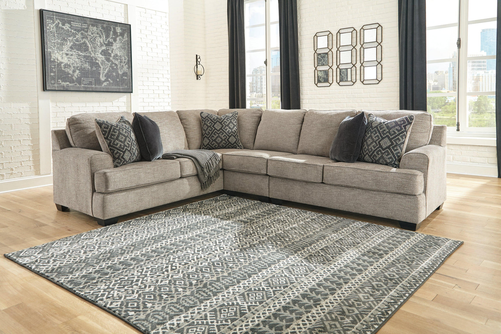 main view of Bovarian Stone Chenille 3-Piece Sectional sectional sofa