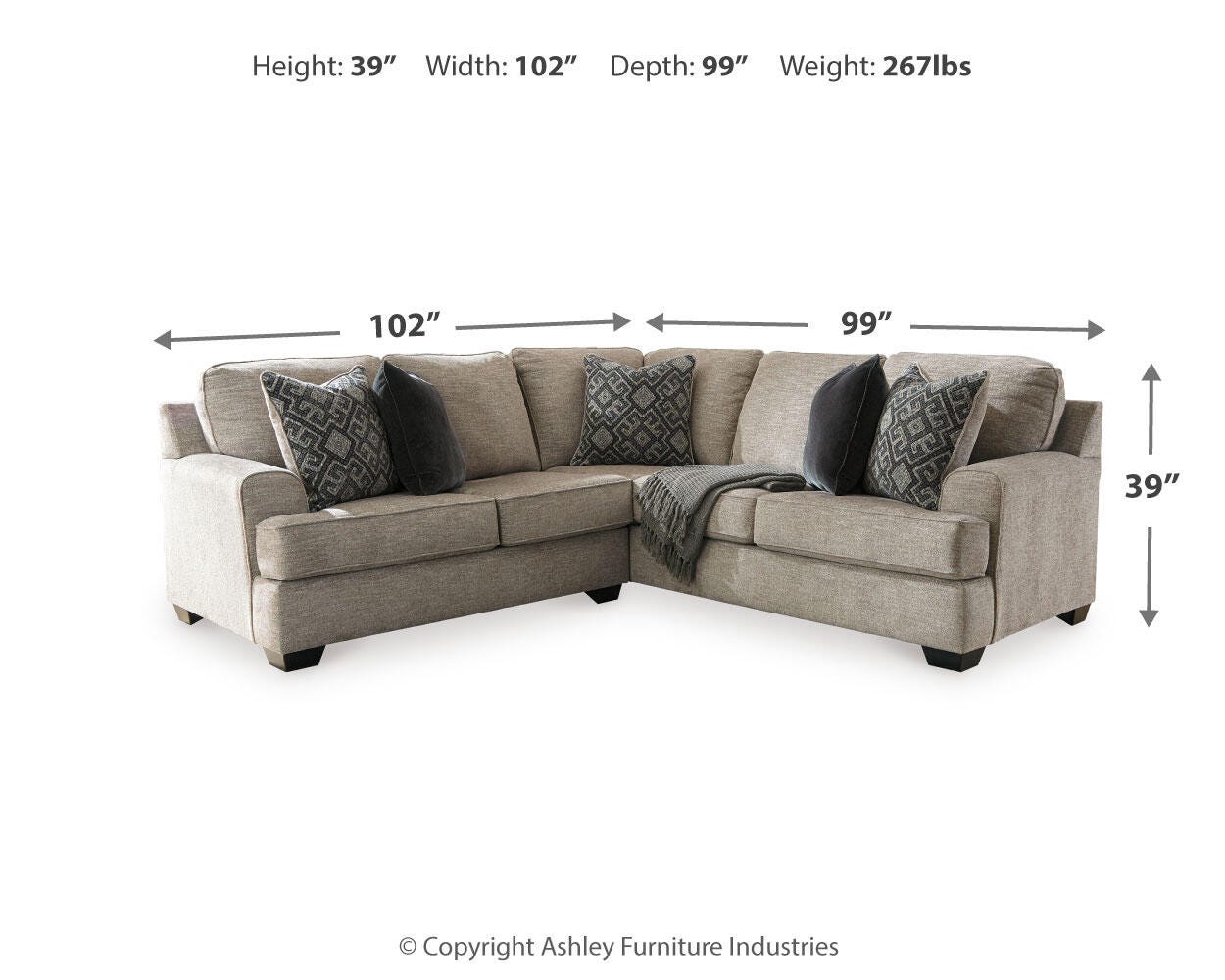 Bovarian Stone Chenille 2-Piece Sectional - image 5