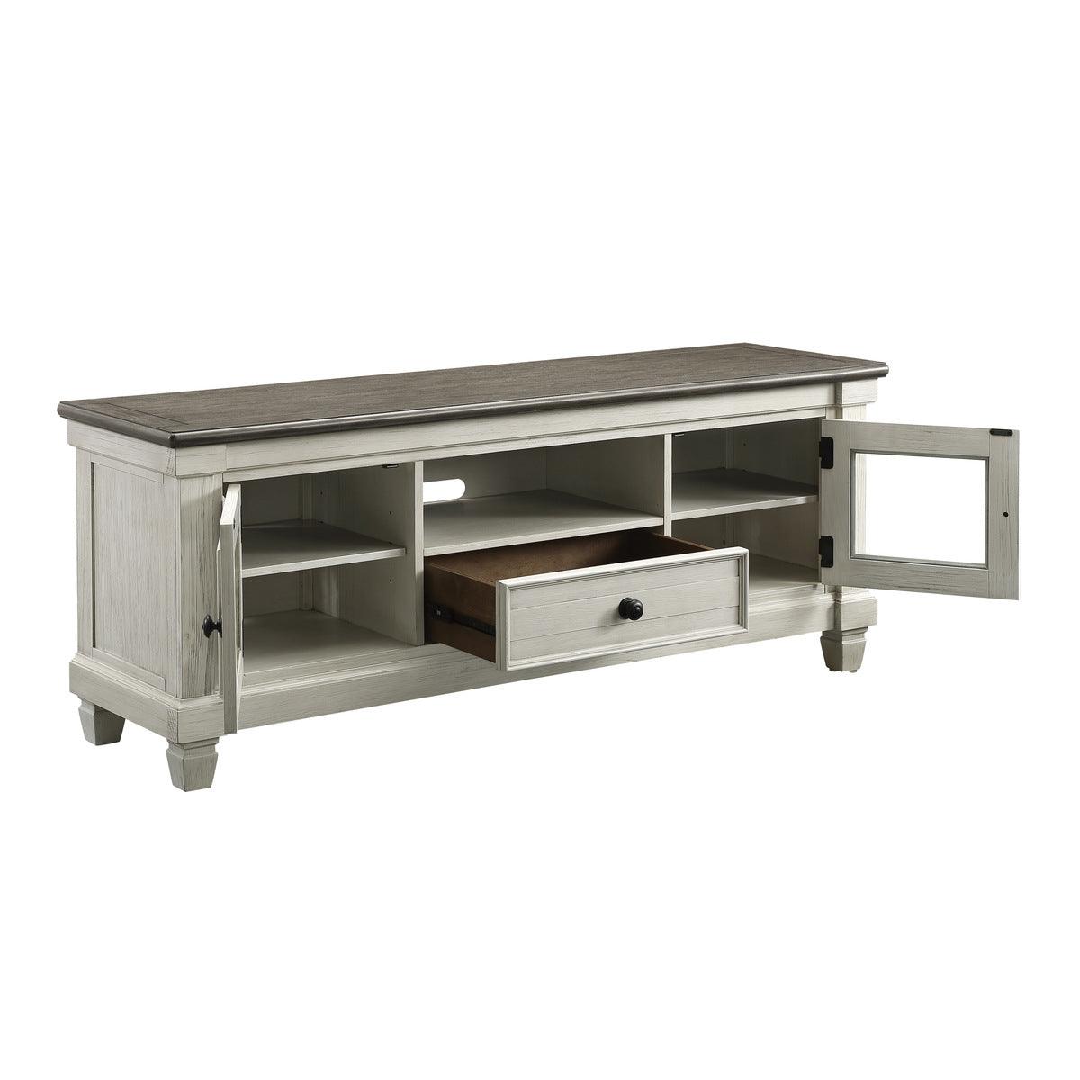 Granby Antique White And Rosy Brown Oak And Rubberwood Veneer, Wood And Engineered Wood Tv Stand - Ella Furniture