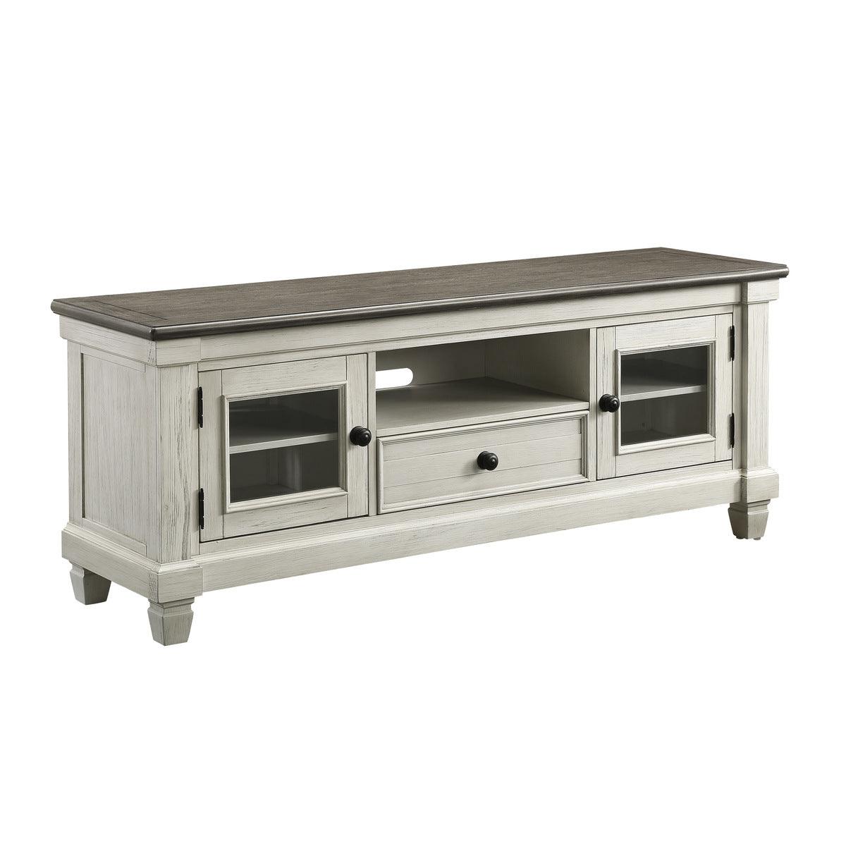 Granby Antique White And Rosy Brown Oak And Rubberwood Veneer, Wood And Engineered Wood Tv Stand - Ella Furniture