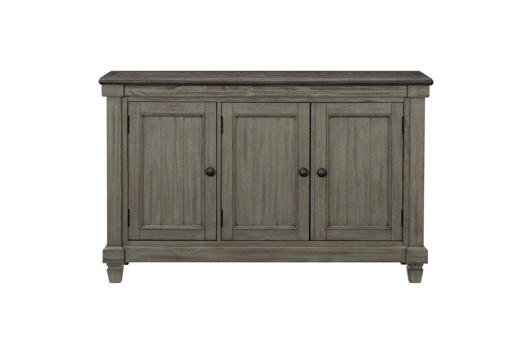 Granby Gray Fabric Rectangular Dining Room Set table edge
