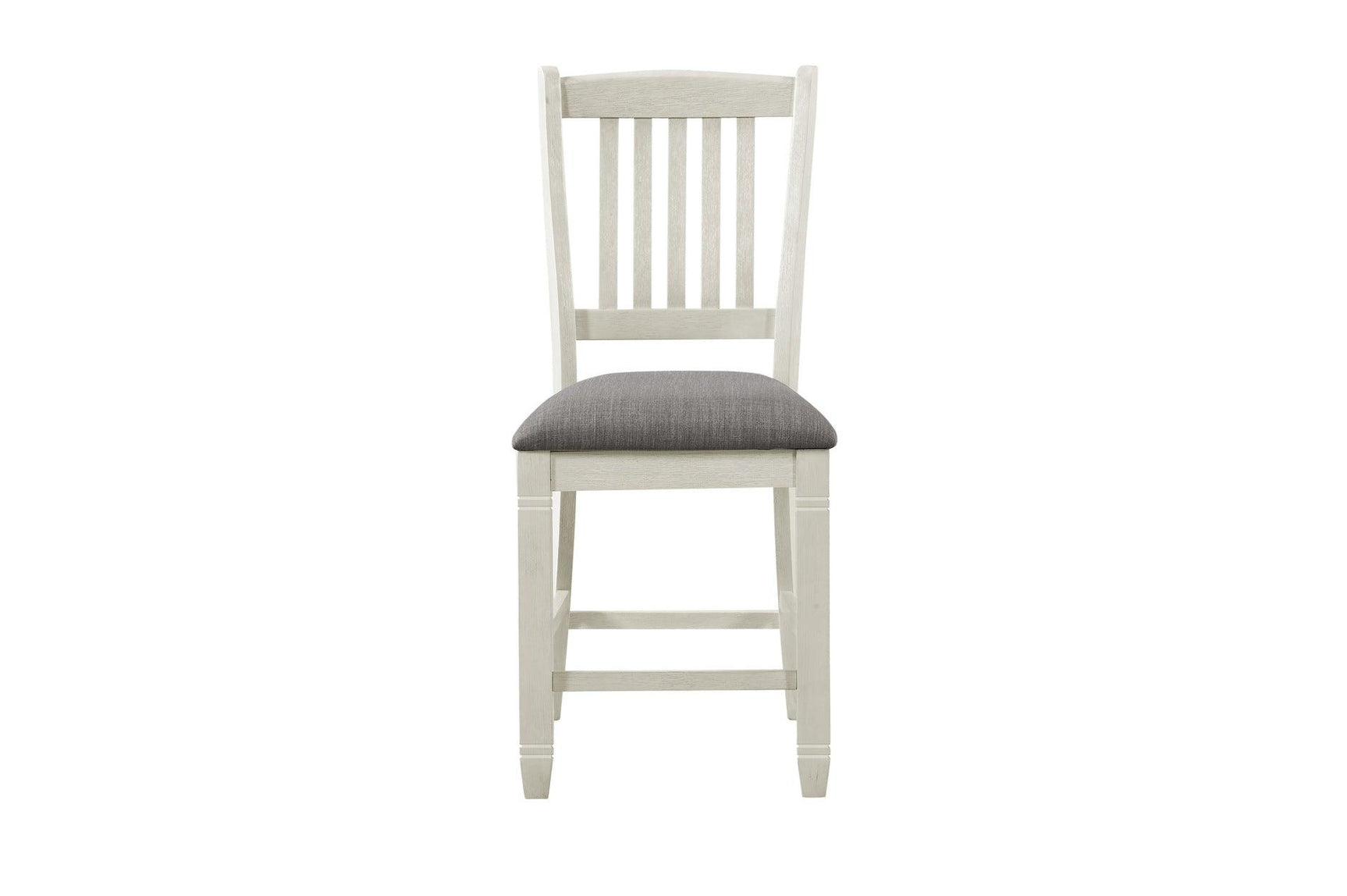 Dining room set side view showing antique white table and chairs