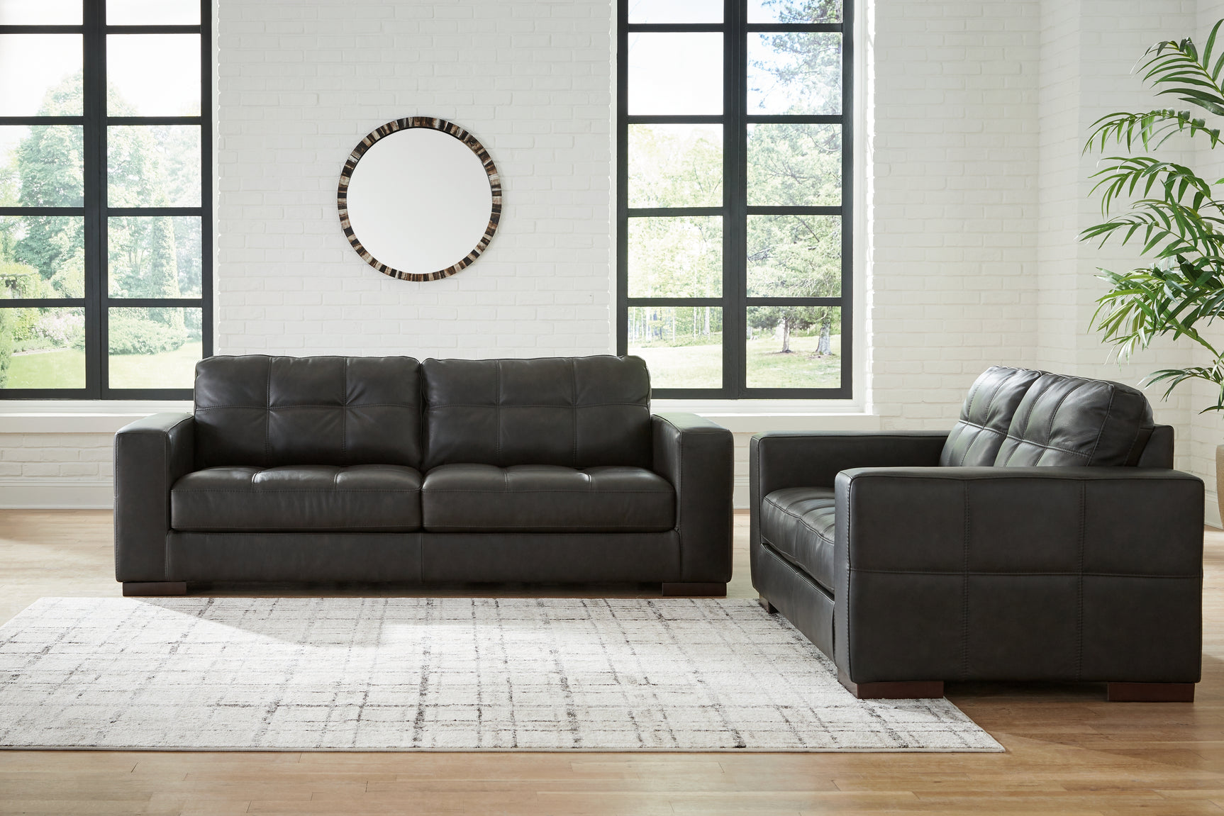 Side view of Luigi Thunder Sofa and Loveseat furniture