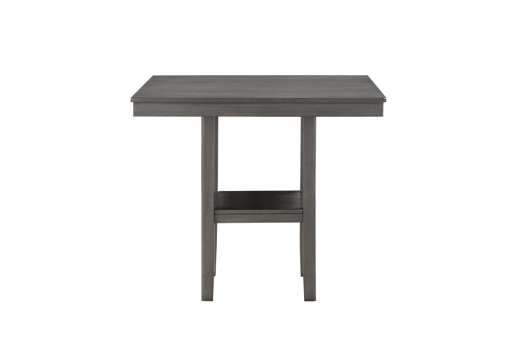 Detail of Sharon Gray Dining Table built-in display shelf