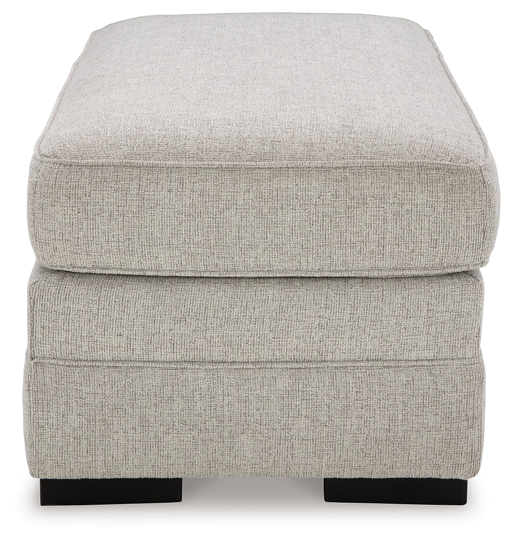Eastonbridge Shadow chenille ottoman rear side view