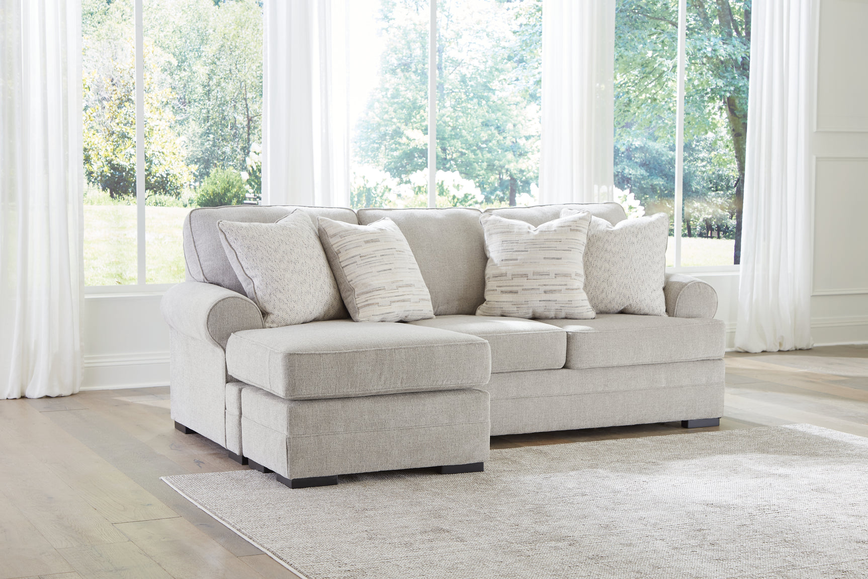 Eastonbridge Shadow sofa chaise, chair, and ottoman set in Shadow fabric