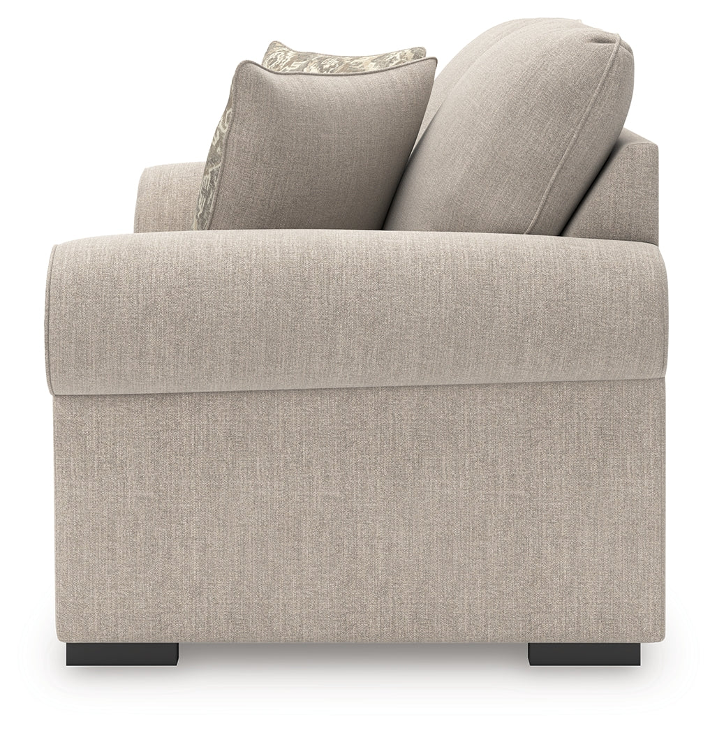 Sararose Heather chenille loveseat side alternate view