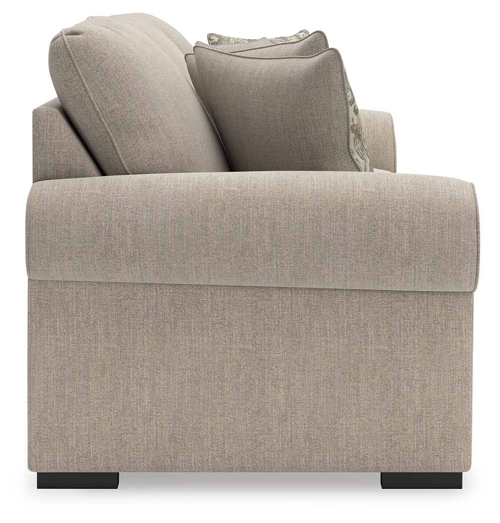 Close detail of sofa arm and fabric texture