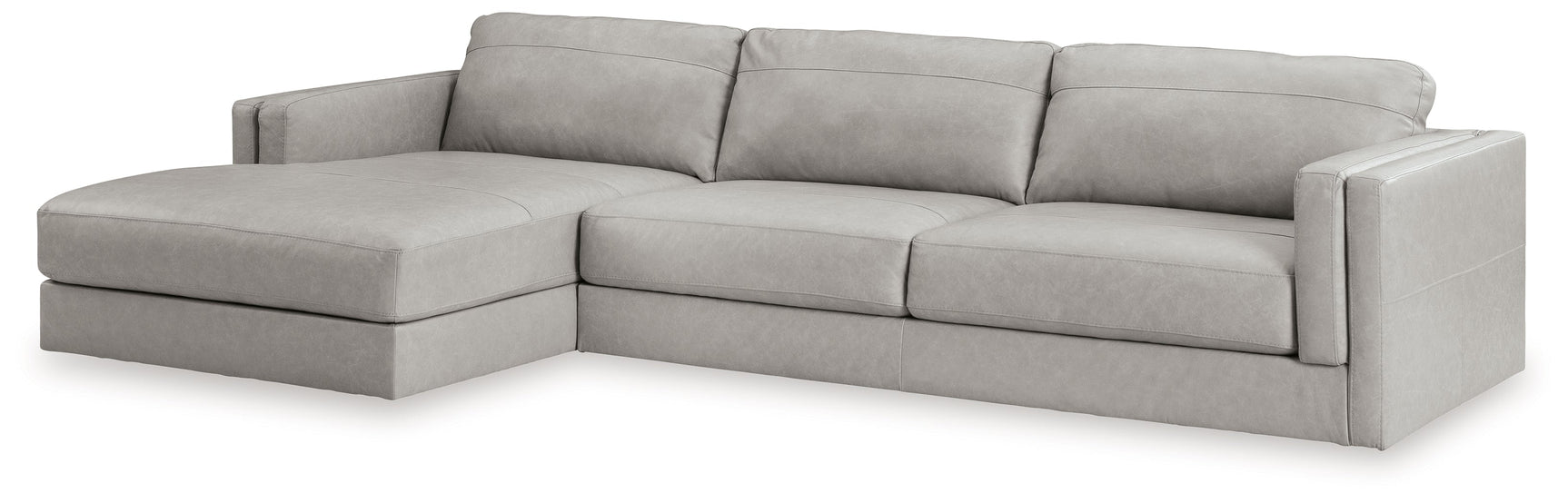 Side view of Amiata Glacier Leather 2-Piece Sectional Sofa with Chaise