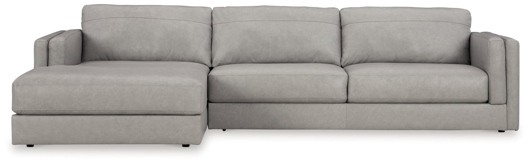 Close-up detail of Amiata Glacier Leather sectional sofa