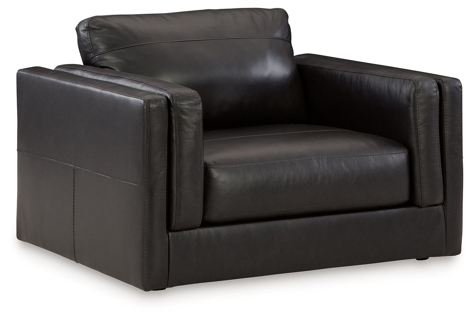 Rear view of Amiata Onyx sofa, loveseat, chair, and ottoman