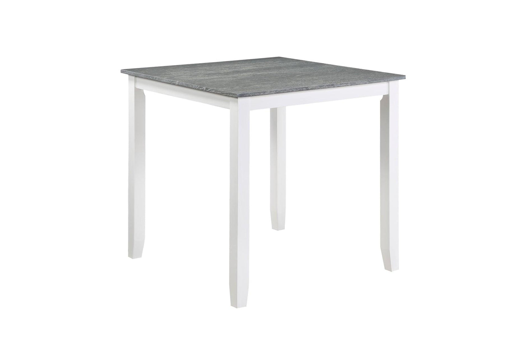 another angle of Lowell white and gray fabric square counter height dining set
