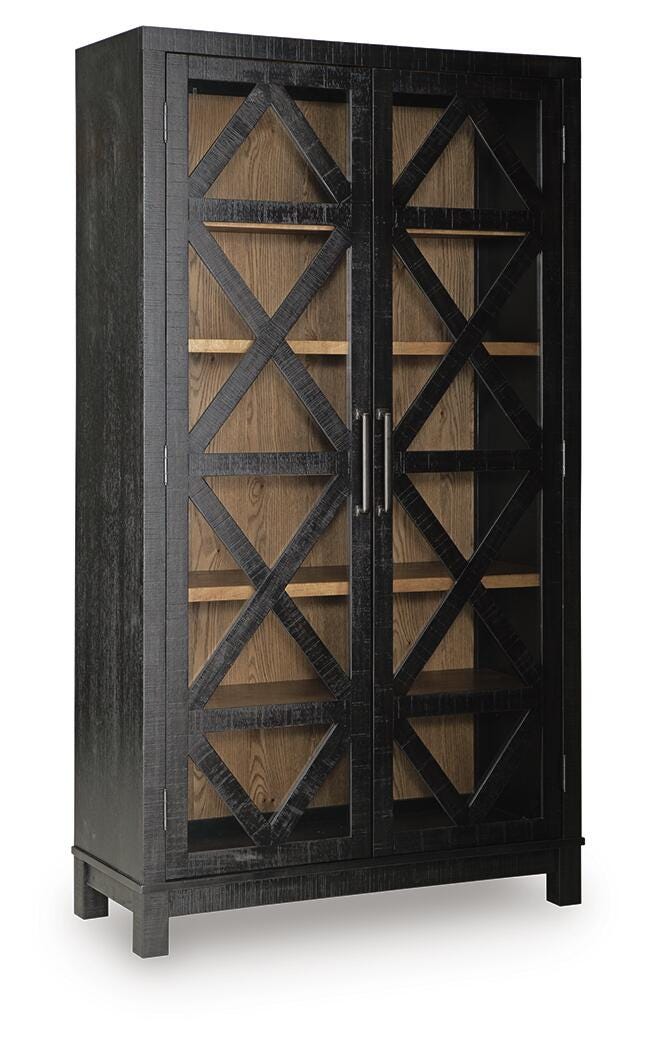 Christop Black/Brown Accent Cabinet — angled view