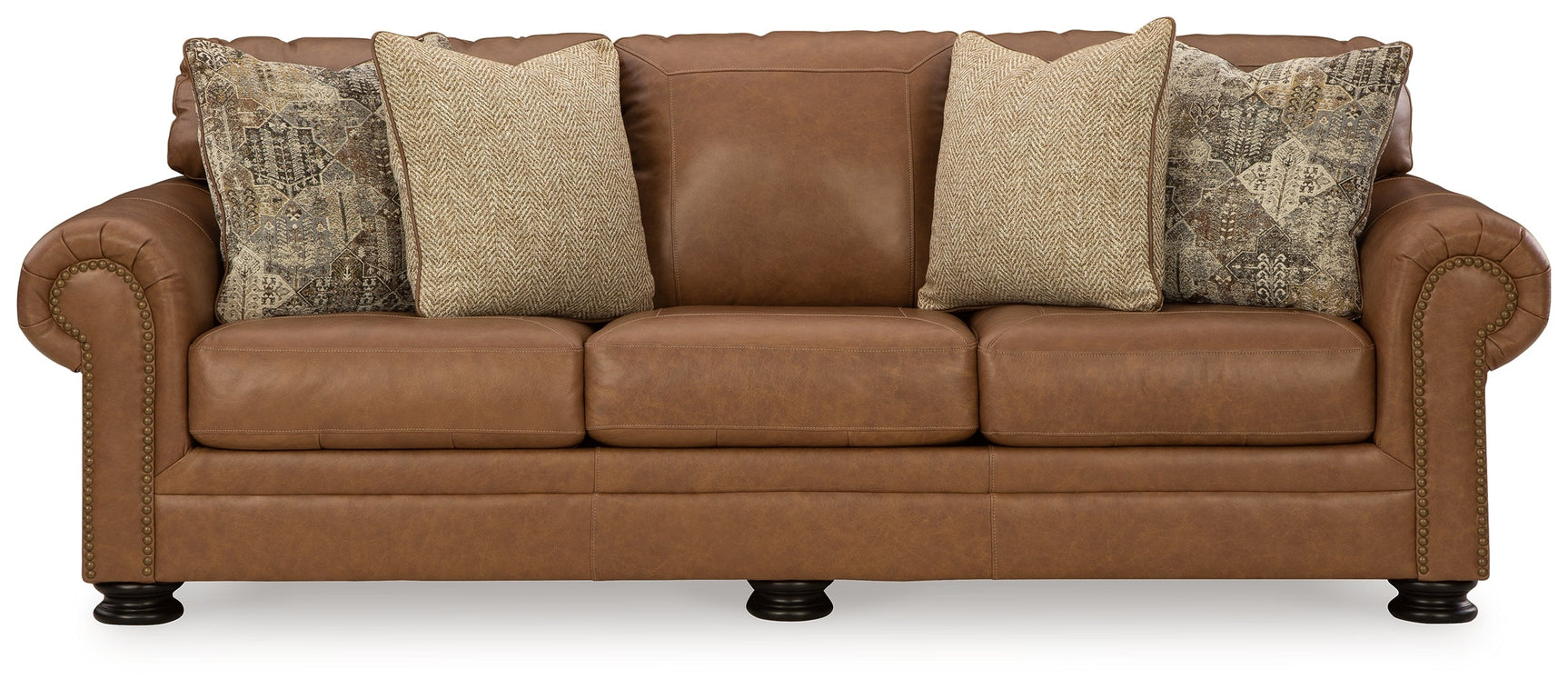 Detail of Carianna Caramel Leather Sofa leather upholstery