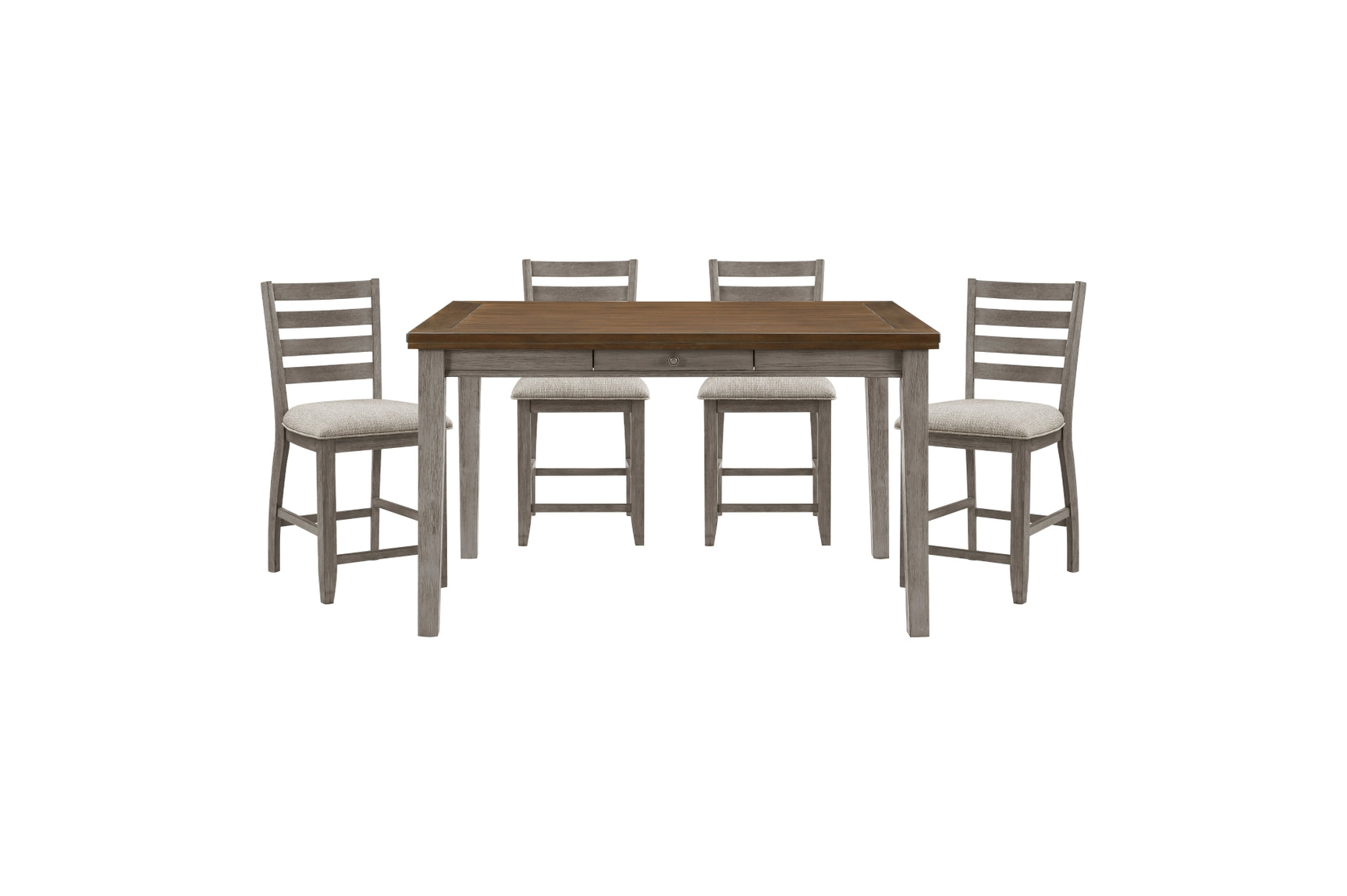 Grouped view of entire Tigard Gray Counter Height dining set