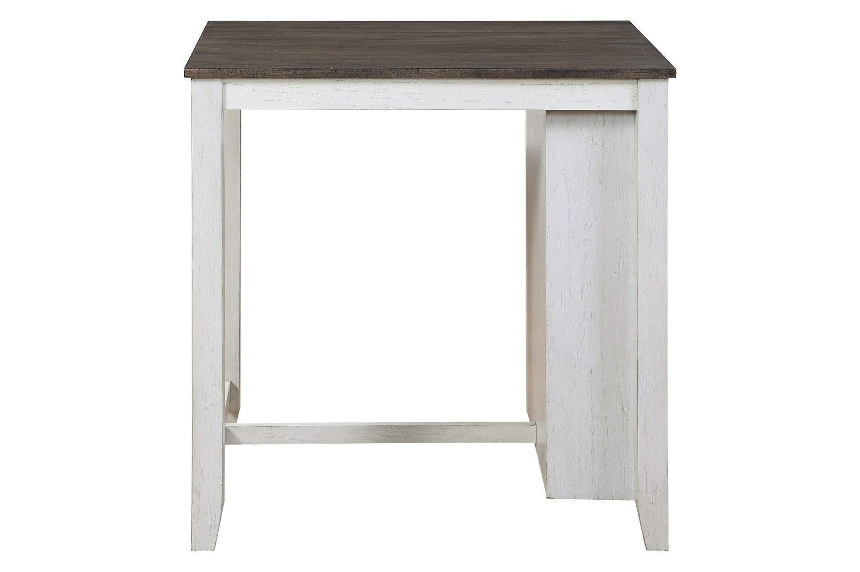side view of Daye White Fabric Upholstered Rectangular Counter Height Dining Set