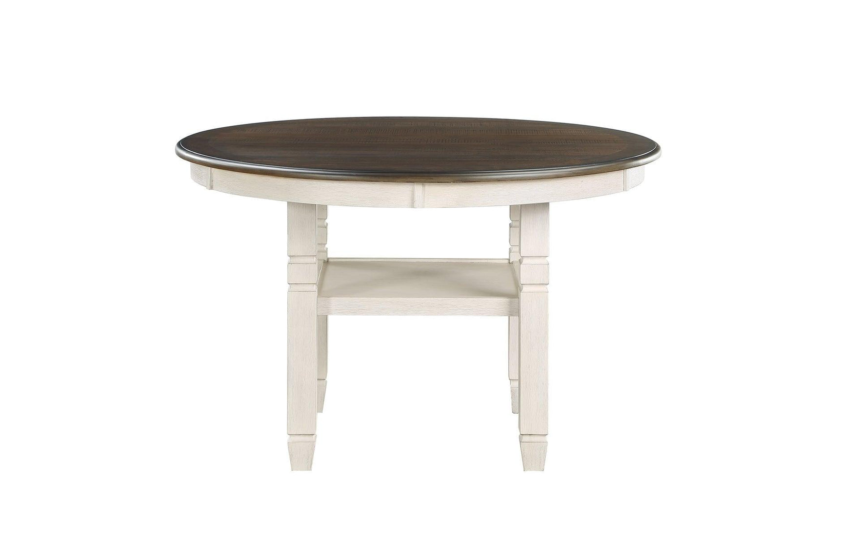 Room view of Asher antique white round dining set