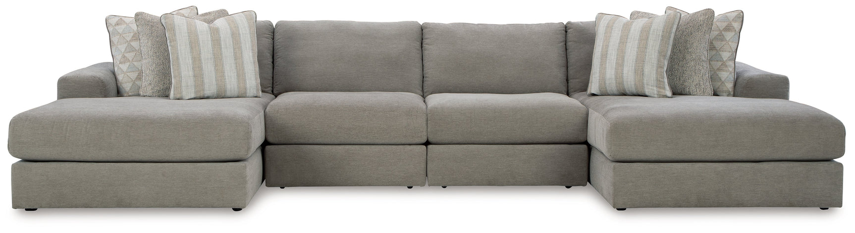 Side view of Avaliyah Ash Chenille sectional sofa