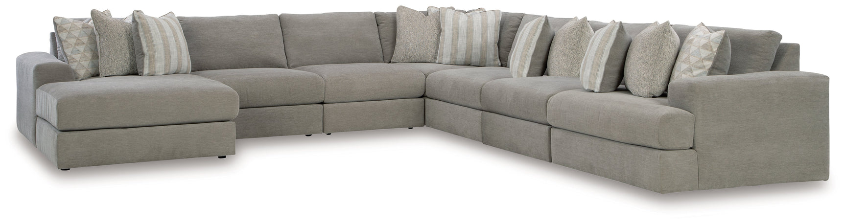 main view of Avaliyah Ash Chenille 7-Piece Sectional With Chaise sectional sofa