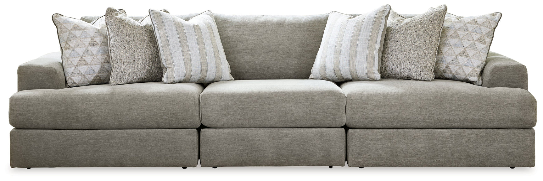 Side view of Avaliyah Ash Chenille 3-Piece Sectional Sofa highlighting depth