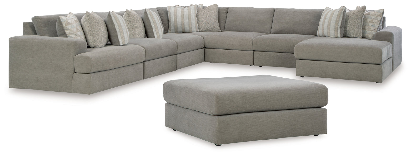 Room angle with Avaliyah Ash 7-Piece Sectional with Ottoman sofa