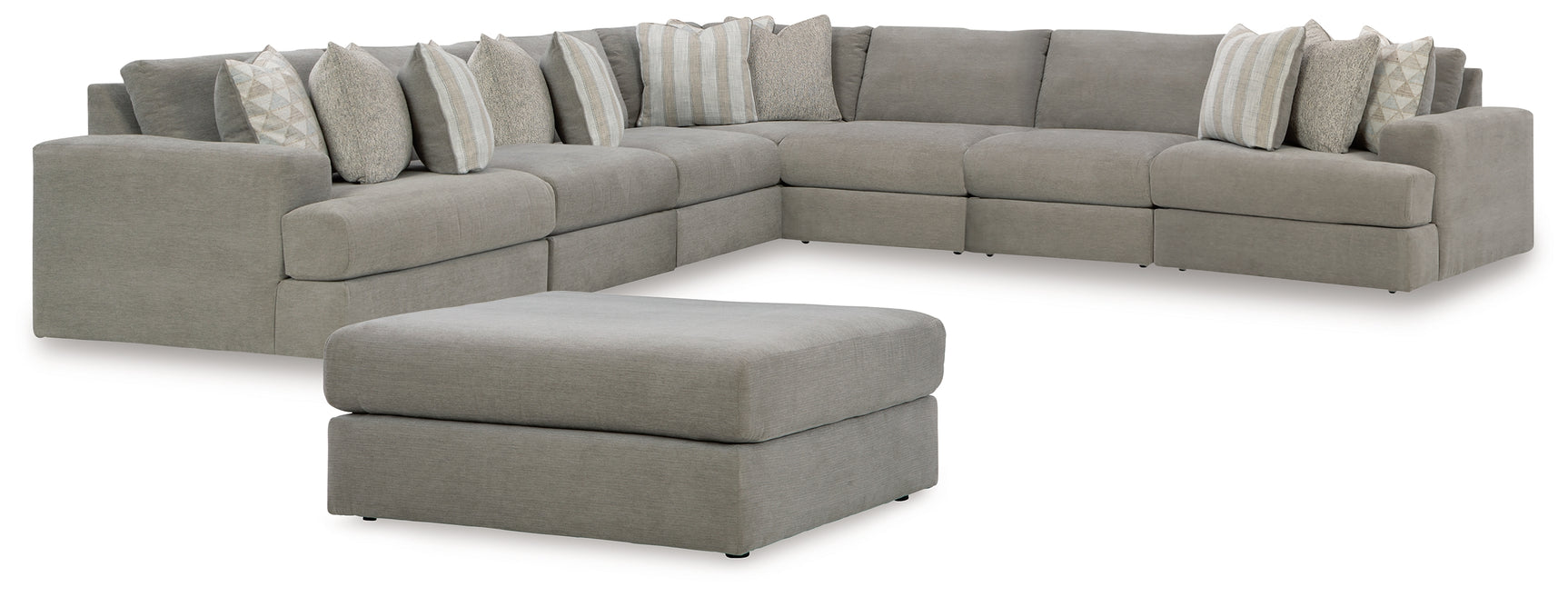 Side view detail of Avaliyah Ash 7-Piece Sectional with Ottoman sofa
