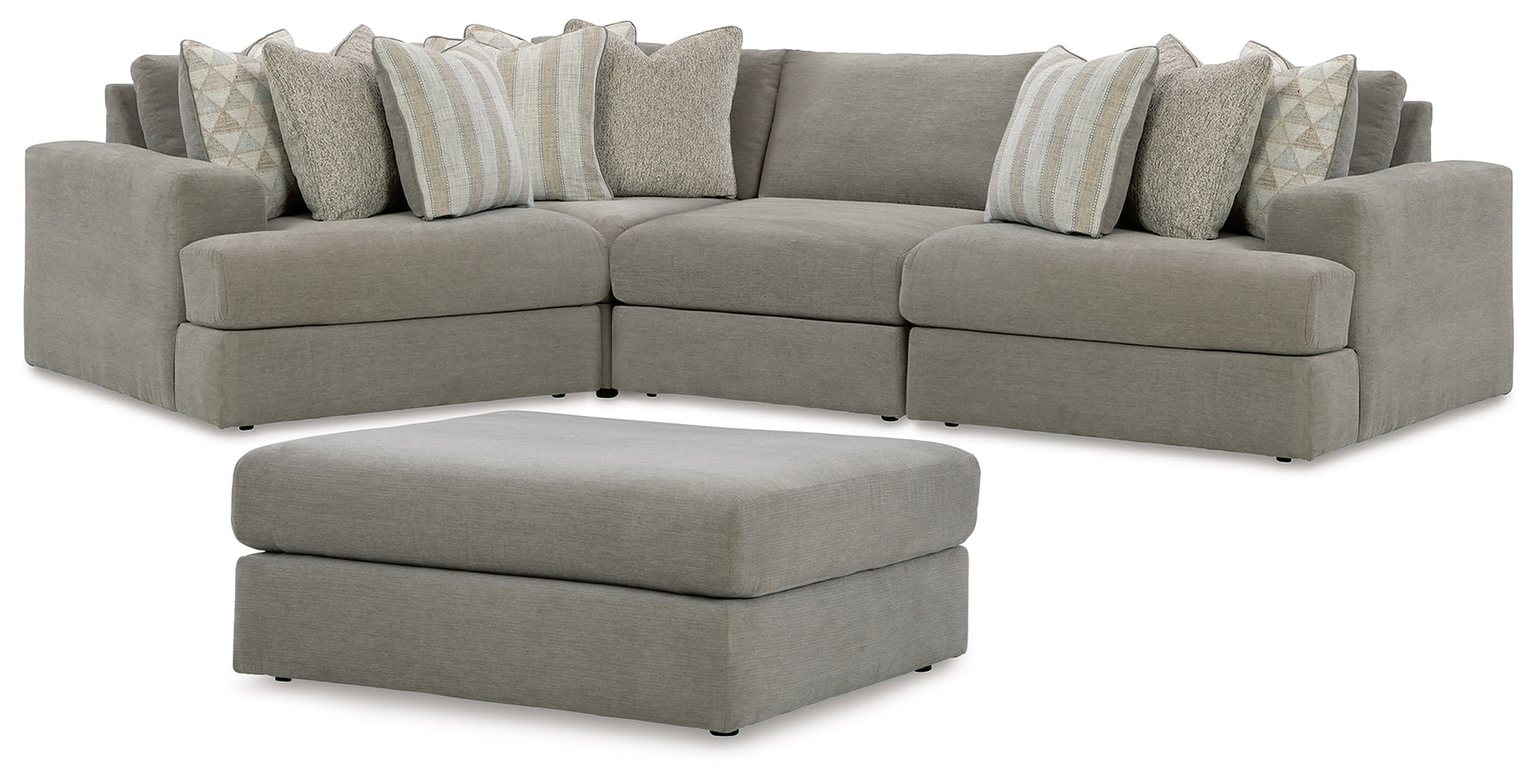side view of Avaliyah Ash 4-Piece Sectional Sofa with Ottoman