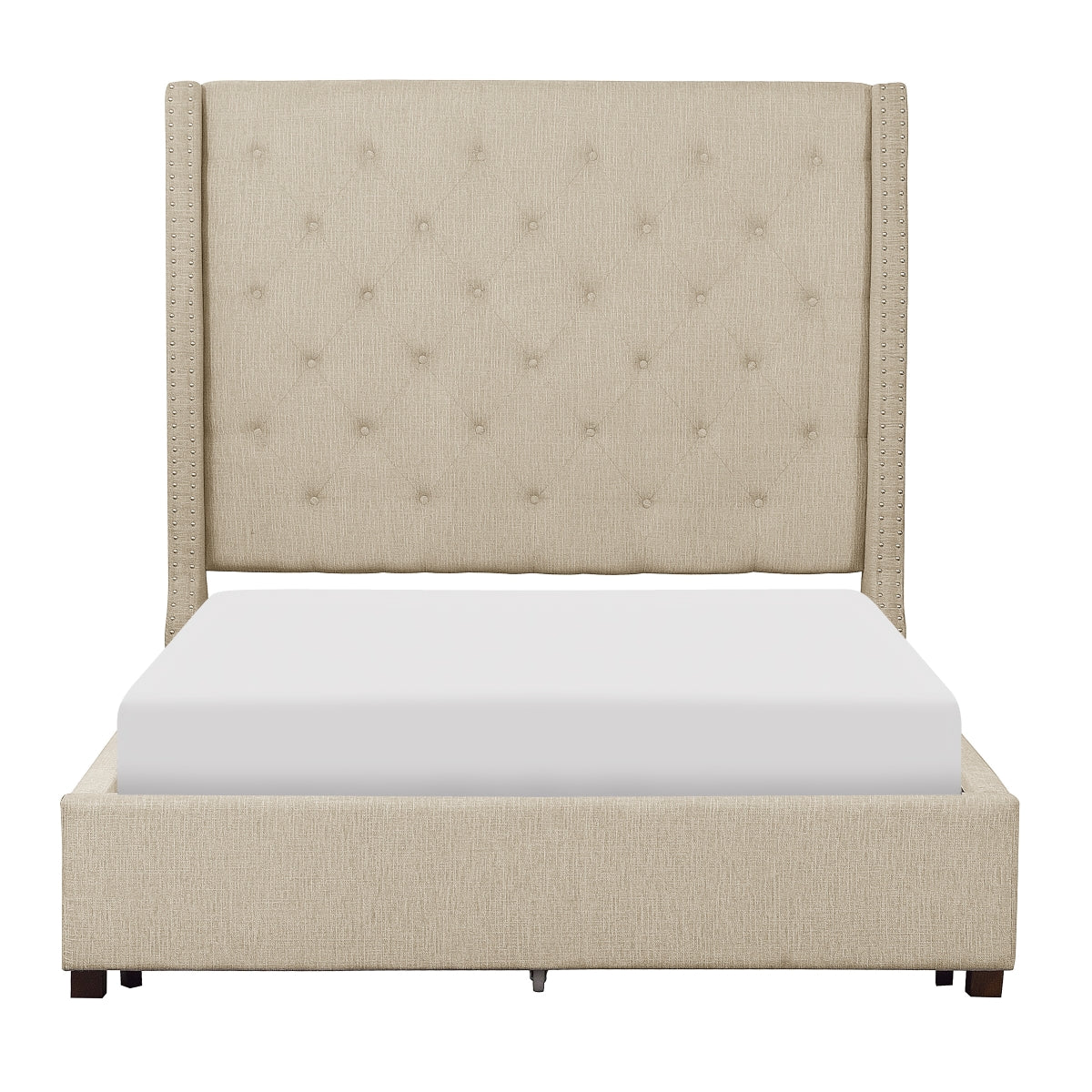 Fairborn Beige Upholstered Storage Platform King Bed