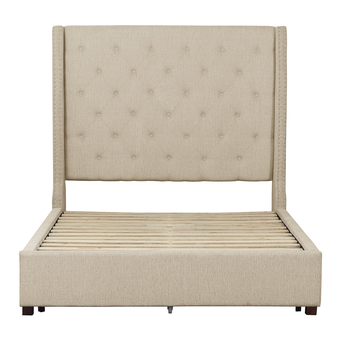 Fairborn Beige Upholstered Storage Platform King Bed