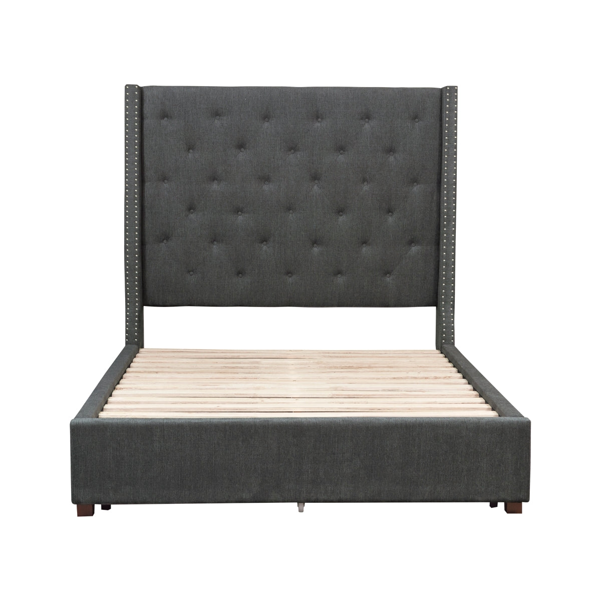 Fairborn Gray Upholstered Storage Platform King Bed
